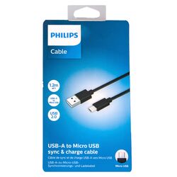 Кабель USB-microUSB Philips чорний 1,2 м