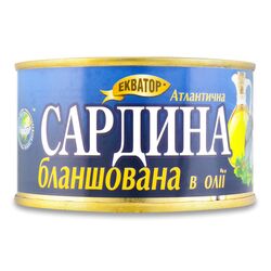 Консерви Сардина атлантична в олії Екватор ж/б 240г