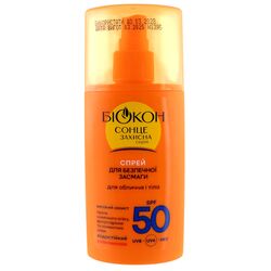 Cпрей для безпечної засмаги для обличчя і тіла Біокон SPF50 90 мл