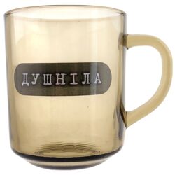 Чашка скляна Мажура Chayna декорована димна 250 мл
