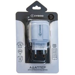 Адаптер зарядний мережевий Cyboo USB білий