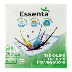 Пелюшки гігієнічні поглинаючі Essenta Basic 60х60 см, 5 шт/уп