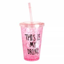 Стакан пластиковий з кришкою і трубочкою This is my drink