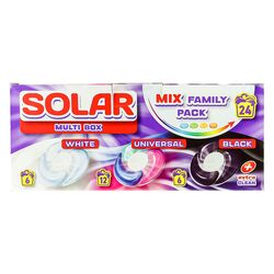 Капсули для прання темного, білого, універсальних речей Solar MULTI BOX 24 шт/уп