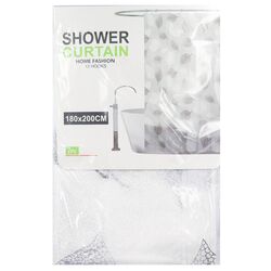 Штора для ванної ПЕВА з пластиковими кільцями, малюнком Листочки