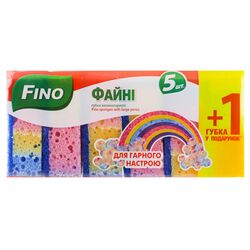 Набір губок кухонних FINO Файні великопористі кольорові 5+1 шт/пач