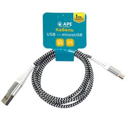 Кабель USB-MicroUSB APE кольоровий з текстильним покриттям