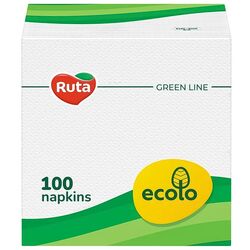 Серветки паперові столові Ruta Ecolo одношарові білі 100 штук