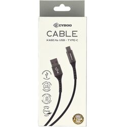 Кабель USB-Type-C Cyboo текстильне покриття білий/чорний