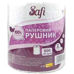 Рушник паперовий Safi 2 шари 550 відривів, 1 рулон