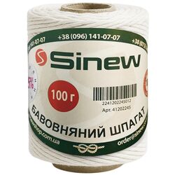 Шпагат для рукоділля бавовняний Sinew білий 100 г