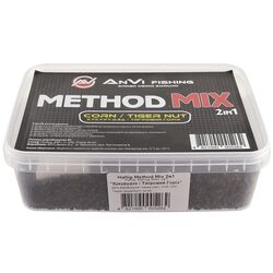 Набір для риболовлі AnVi Fishing Method Mix 2в1 Кукурудза, тигровий горіх 400 г + 40 мл