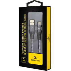 Кабель USB Lightning Cablexpert CC-USB2B-AMLM-2M-WB2 сірий 2 м