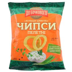 Чипси пшеничні пелетні ДО БОЧКОВОГО Кільця цибулі Сметана з цибулею 50 г