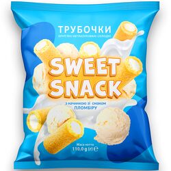 Трубочки круп’яні неглазуровані солодкі SWEET SNACK Пломбір 110 г