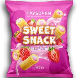 Трубочки круп’яні неглазуровані солодкі SWEET SNACK Полуниця 110 г