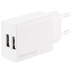 Адаптер для зарядки мережевий Grand-X CH-15W 2 USB білий