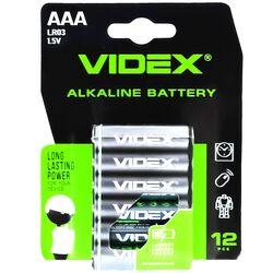 Набір батарейок алкалайн VIDEX LR03 AAA 12 шт/уп