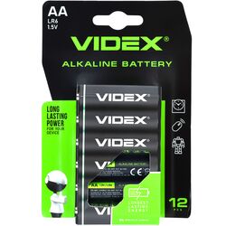 Набір батарейок алкалайн VIDEX LR6 AA 12 шт/уп