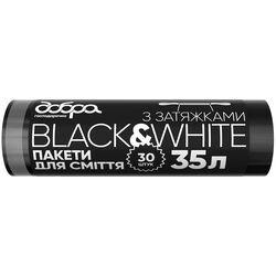 Пакети для сміття Добра господарочка B&W з затяжками чорні 35 л, 30 шт/рул.
