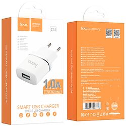 Пристрій зарядний мережевий Hoco C11 1USB Білий
