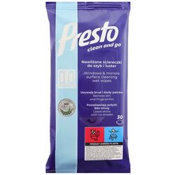 Серветки вологі для скляних поверхонь Presto Clean 30 шт/уп