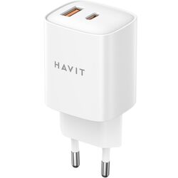 Адаптер зарядний мережевий HAVIT UCP019 USB-A+USB-C білий