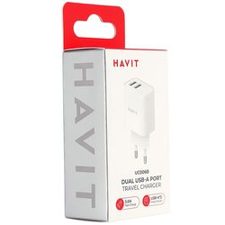 Адаптер зарядний мережевий HAVIT UC006B 2USB-A білий