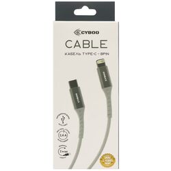 Кабель Type-C-8PIN Cyboo текстильне покриття білий/чорний