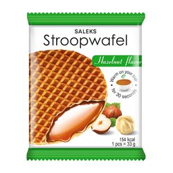 Вафлі Saleks Stroopwafel з карамельною начинкою, тертим фундуком 33 г