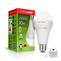 Лампа LED із акумулятором EUROLAMP А70 Е27 10 Вт біле світло