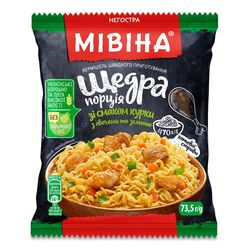 Вермішель швидкого приготування негостра Мівіна Щедра порція Курка з овочами та зеленню 73,5 г