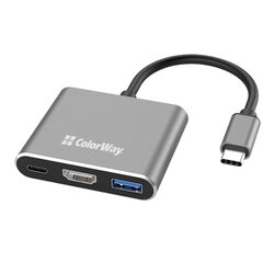 Концентратор мережевий СolorWay CW-HUB08 USB-А+USB-C+HDMI