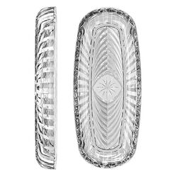 Блюдо скляне рельєфне ECOMO OVAL-A прозоре 18,5 см