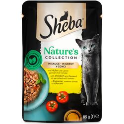 Корм для котів SHEBA з куркою, лляною олією, в томатному в соусі, пауч 85 г