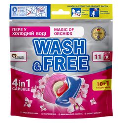 Капсули для прання 4в1 WASH&FREE Магія орхідеї 10+1 шт/уп