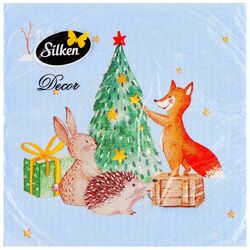 Серветки паперові Silken Новий рік у лісі 2 шари 33Х33 см, 16 шт/пач.