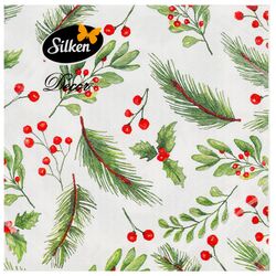 Серветки паперові Silken Різдвяні шишки 2 шари 33х33 см, 16 шт/пач.