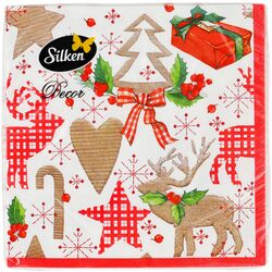 Серветки паперові Silken Новорічна декорація 3 шари 33х33 см,18 шт/пач.