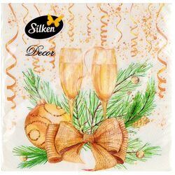 Серветки паперові Silken Шампанське, дзвоники 3 шари 33х33 см, 18 шт/пач.