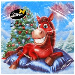 Серветки паперові Silken Символ року 3 шари 33х33 см 18 шт/уп