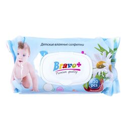Серветки вологі Bravo Дитячі Ромашка 120 штук