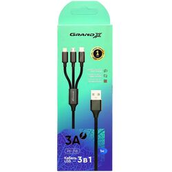 Кабель USB 3в1 Grand-X PX-31B чорний 1 м