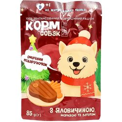 Корм для собак М'ясні шматочки в желе з яловичиною, морквою та бататою, пауч 85 г