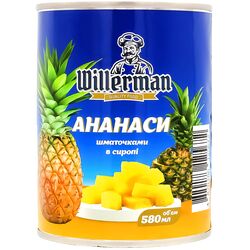 Ананас консервований шматочки Willerman ж/б 580 мл