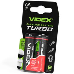 Набір батарейок алкалайн Videx Turbo LR6 AА 2 шт/блістері