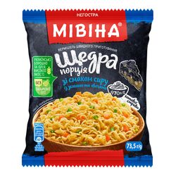 Вермішель швидкого приготування негостра Мівіна Щедра порція Сир, овочі, зелень 73,5 г