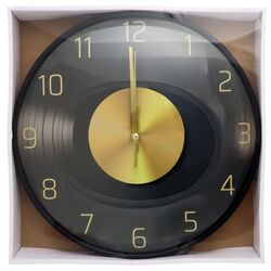 Годинник настінний круглий чорний d=30 см