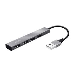 Концентратор мережевий Trust Halyx USB+4USB-А сірий