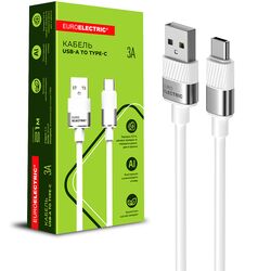Кабель USB-A-Type-C EUROELECTRIC 3A білий 1 м